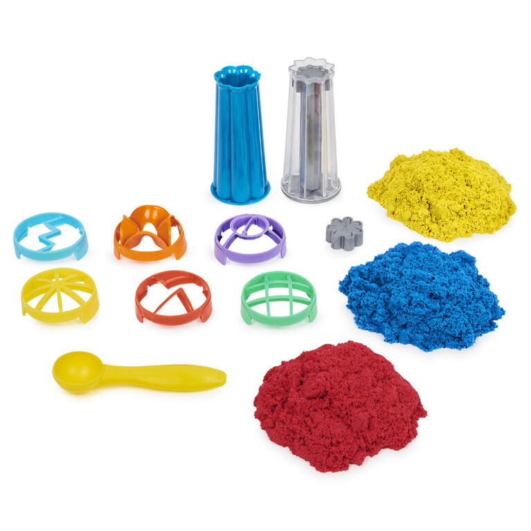 Kinetic Sand, Sandwhirlz Playset with 3 Colors of Kinetic Sand (2lbs) and Over 10 Tools