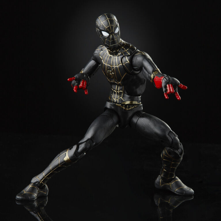 Marvel Legends Series Black and Gold Suit Spider-Man Collectible Action Figure - R Exclusive