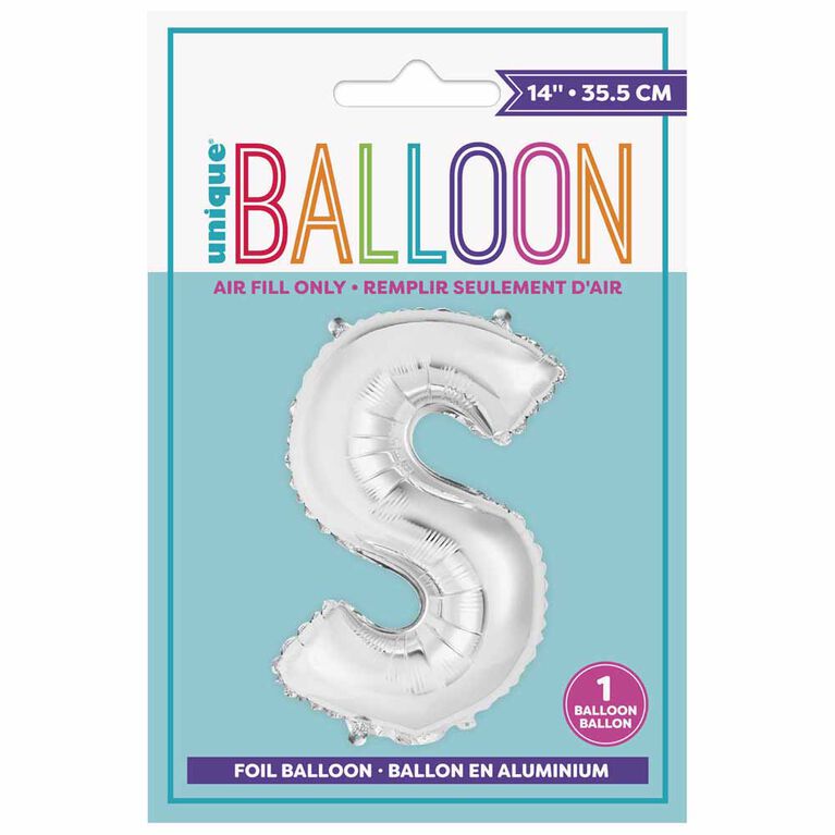 14" Silver Letter Balloons - S