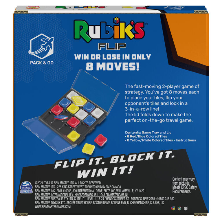 Rubik's, Retournement Version voyage, Jeu de stratégie et de rapidité de résolution des problèmes, Jeu de société de voyage pour deux joueurs