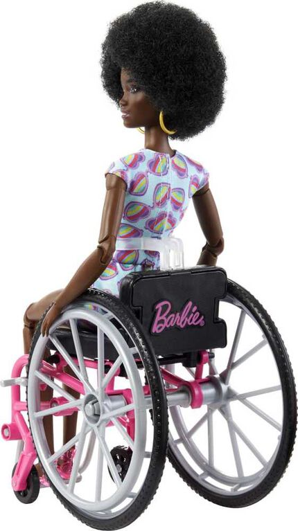 Barbie Fashionistas Doll #194 with Wheelchair & Ramp, Curly Brown Hair, Romper & Accessories