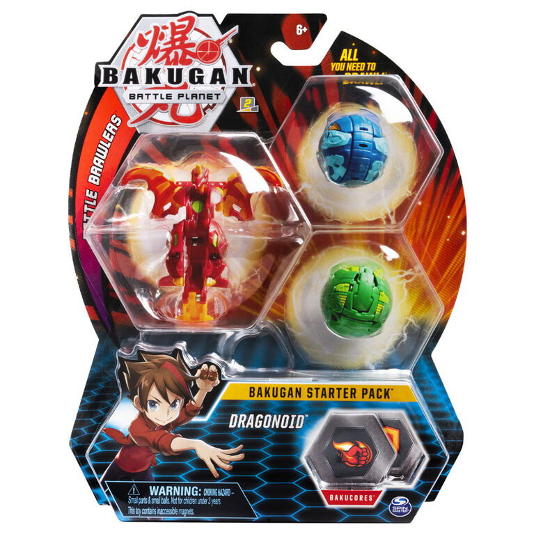  Bakugan, Starter Pack 3 personnages, Dragonoid, Créatures transformables à collectionner