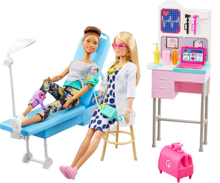 Barbie - Coffret poupée Barbie Docteur blonde et + de 20 accessoires