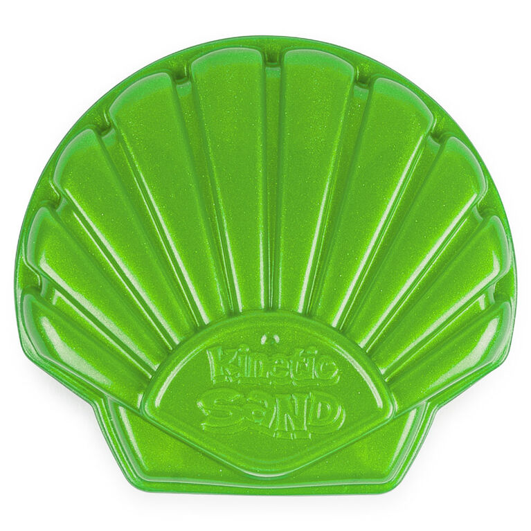 Kinetic Sand, Seashell Container with 4.5oz Neon Green and Kinetic Beach Sand