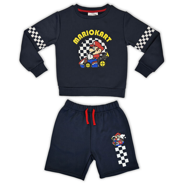 Mario Bros 2 Piece Crew & Short Set - Navy