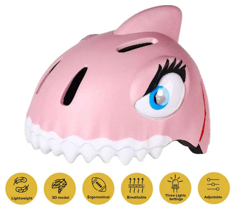 Animiles - Casque 3D Requin pour enfant - Rose, Taille unique, de 3 à 8 ans - Édition anglaise