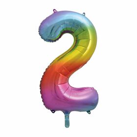 Rainbow Number 2 Shaped Foil Balloon 34"