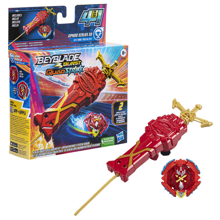 Beyblade Burst QuadStrike Xcalius Power Speed Launcher Pack, Battle Game Set with Xcalius Power Speed Launcher and Right-Spin Battling Top Toy