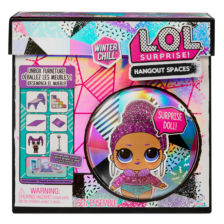 LOL Surprise Winter Chill Hangout Spaces Furniture Playset with Bling Queen Doll