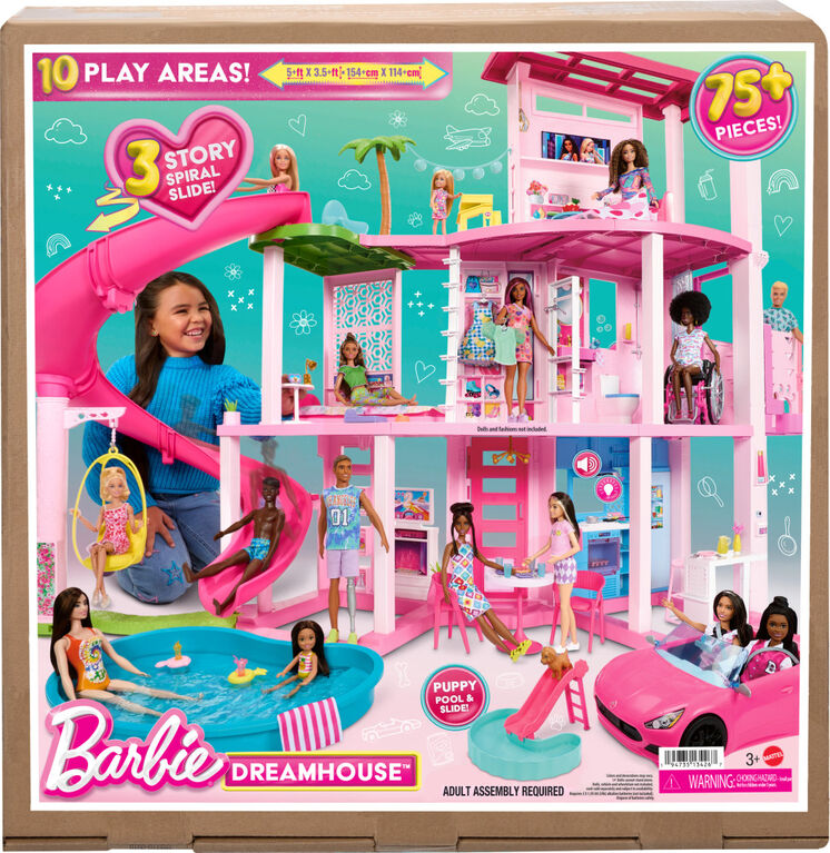 Maison Barbie, 3 poupées inclues, meubles et accessoires, 3 ans et plus