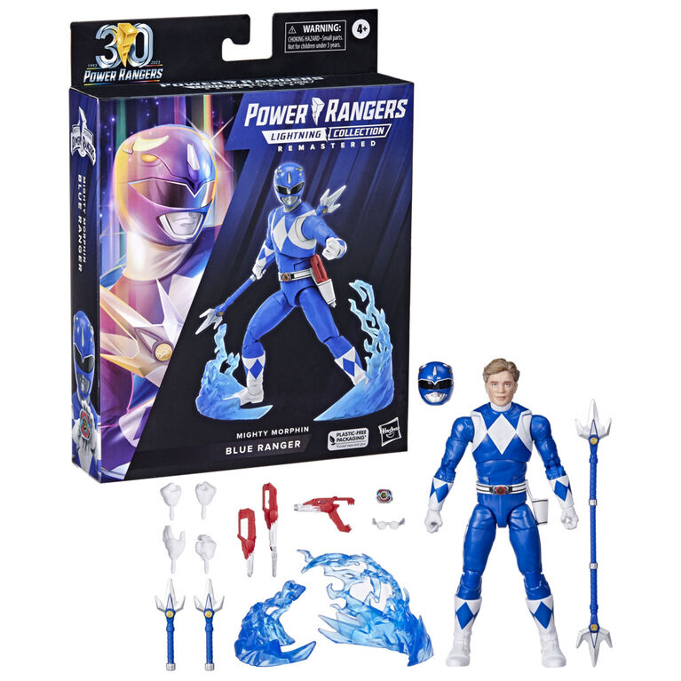 Power Rangers Lightning Collection Remastered, figurine articulée Mighty Morphin Ranger bleu de 15 cm