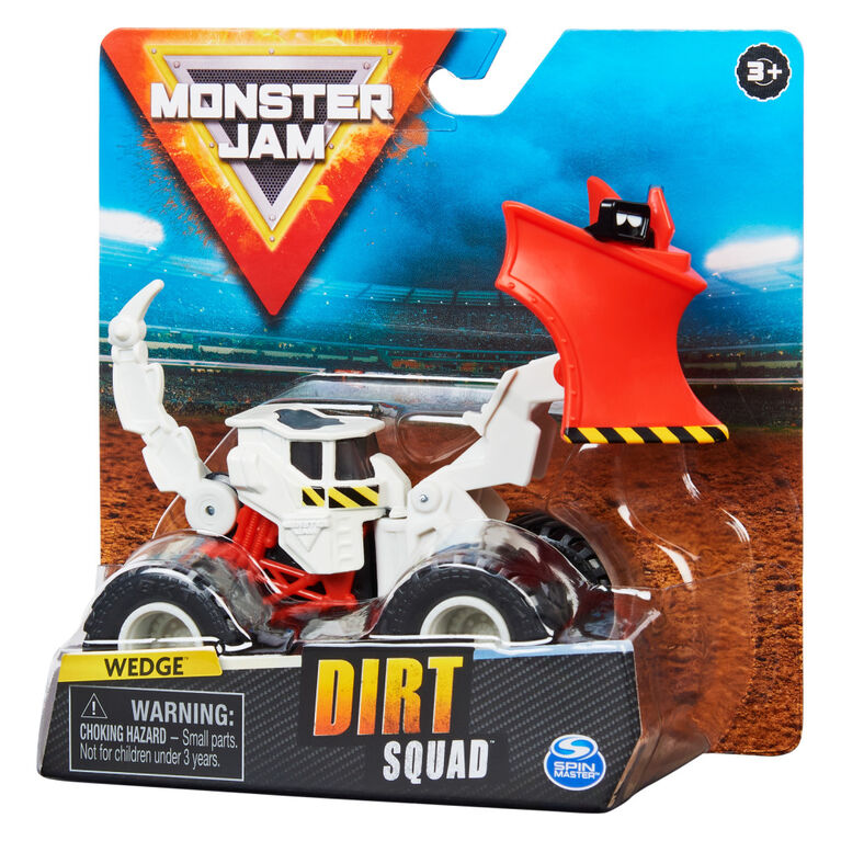 Monster Jam, Monster truck Dugg Dirt Squad Excavator officiel avec pi&egrave;ces mobiles, v&eacute;hicule en m&eacute;tal moul&eacute; &agrave; l'&eacute;chelle 1:64