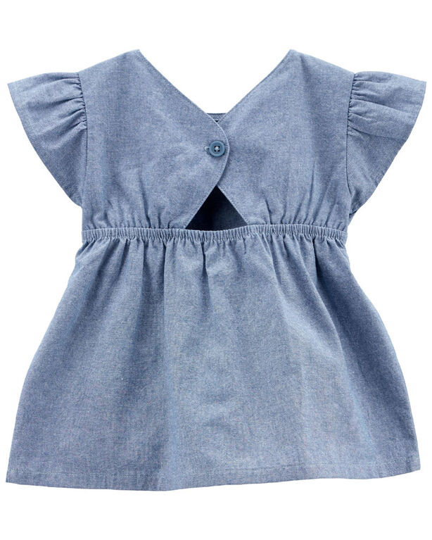 Carter's Two Piece Chambray Top and Floral Bike Shorts 18M