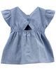 Carter's Two Piece Chambray Top and Floral Bike Shorts 18M