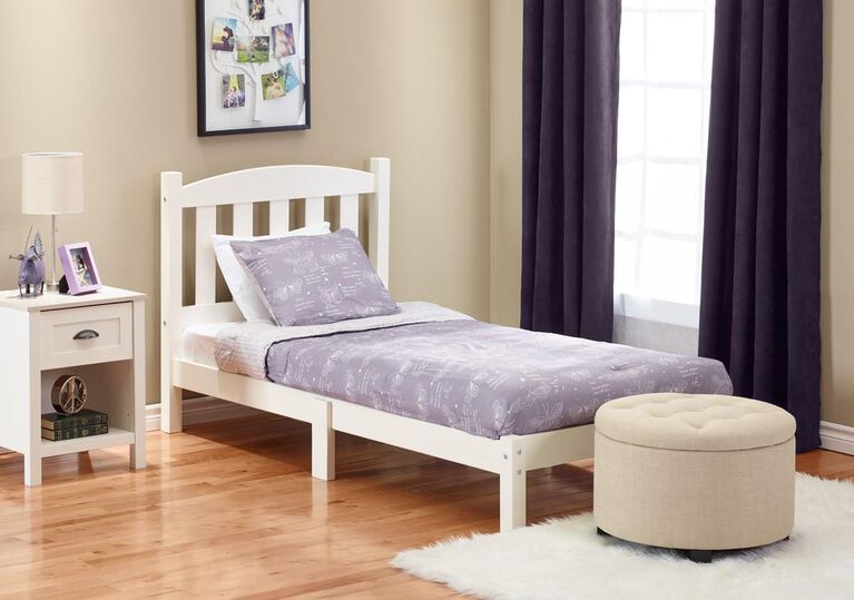 Dorel Living Twin Wood Bed White, Wooden Twin Bed Frame Canada