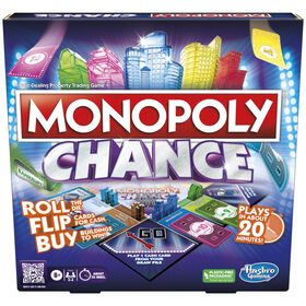Monopoly Chance, jeu de plateau Monopoly rapide pour la famille, pour 2 à 4 joueurs, environ 20 min.