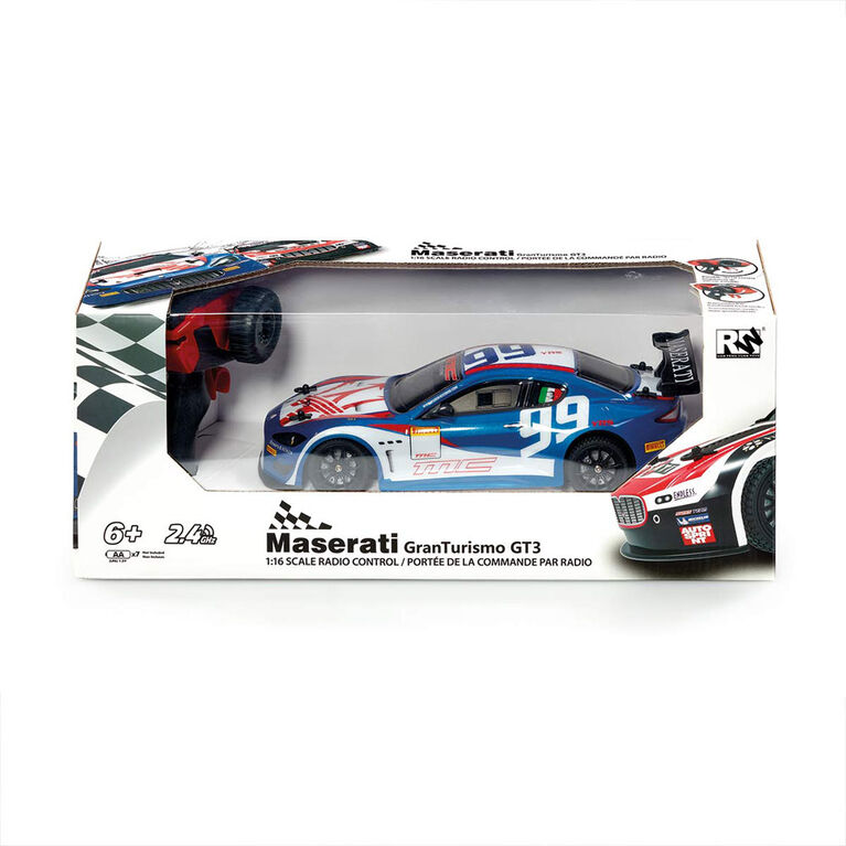 Voiture téléguidée 1/16 Maserati Granturismo GT3 - Bleu - Notre exclusivité