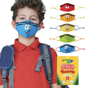Crayola Kids Reusable Cloth Face Mask Set, Tip Faces