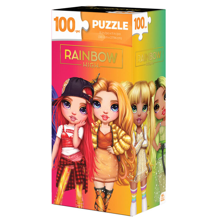 Rainbow High, 100-Piece Jigsaw Puzzle in Easy Storage Tower Gift for Girls Fashion Dolls Toys Accessories