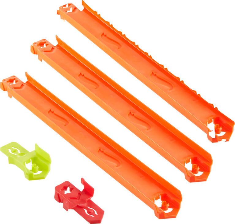 Coffret de pistes droites TrackCreator de HotWheels, 3pieds de pistes SpeedSnap et 2adaptateurs