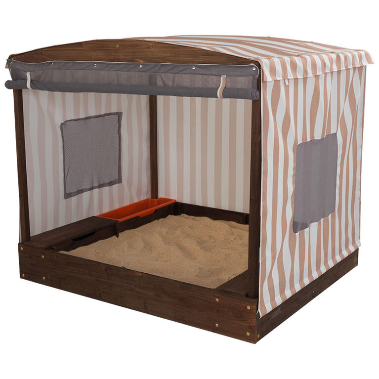 KidKraft - Cabana Sandbox - Beige & White Stripes