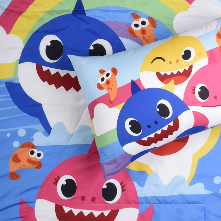 Ensemble de literie 2 Articles Baby Shark pour Enfant, comprenant une Couette et une Taie d'Oreiller