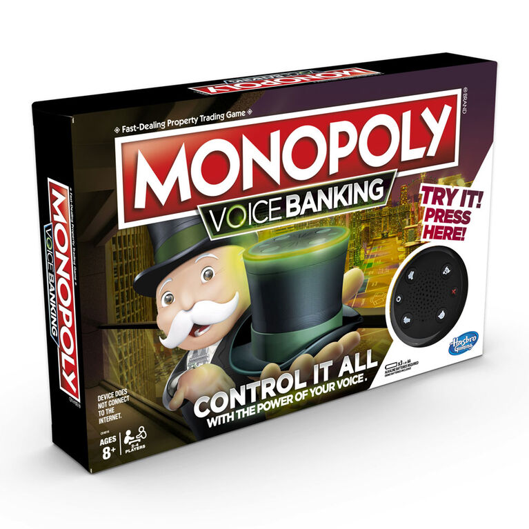 Jeu familial Monopoly Banque électronique à commandes vocales - Édition anglaise - les motifs peuvent varier