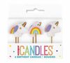 Unicorn Rainbow Bday Candles Assorted Colours 6 pieces