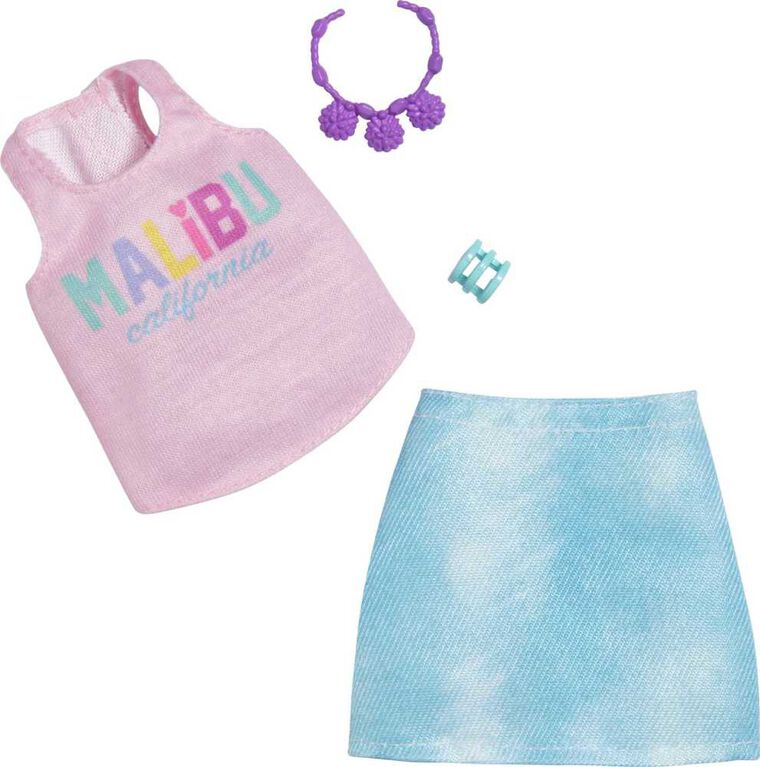 Barbie Fashion Pack, Doll Clothes, Malibu Tank, Skirt, Necklace, Bracelet