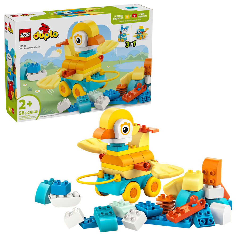 LEGO DUPLO Town 3 in 1 Animals on Wheels Building Toy & Learning Play Set for Toddlers, Ages 2+ - 10448
