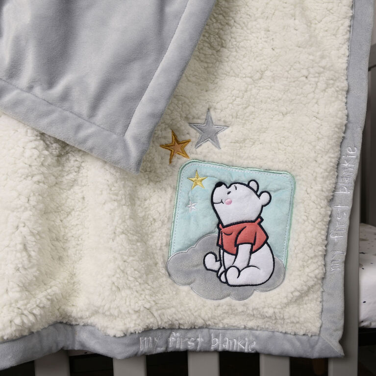 Bébé Disney Winnie l'Ourson, du vison à sherpa, réversible, ma première couverture de bébé - Gris
