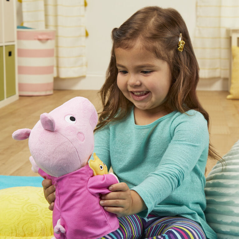 Peppa Pig Peluche Peppa berceuse, peluche de 28 cm avec ourson - Édition anglaise