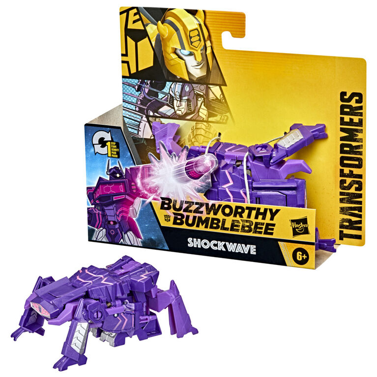 Transformers Buzzworthy Bumblebee Toys 1-Step Changer Shockwave Converting Action Figure