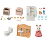 Mobilier de départ amusant Calico Critters, ensemble de meubles pour maison de poupée avec figurine et électroménagers fonctionnels