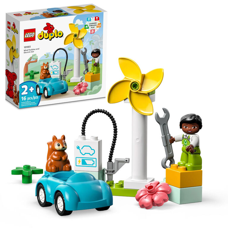 LEGO DUPLO Town L'éolienne et la voiture électrique 10985 Ensemble de jeu de construction (16 pièces)