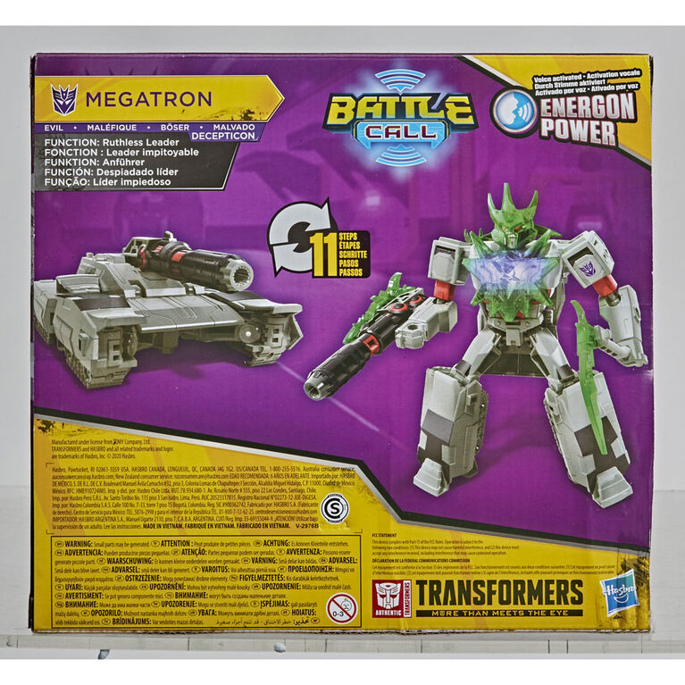 Transformers Bumblebee Cyberverse Adventures, figurine Megatron Battle Call, classe Soldat, lumières activées par la voix, 14 cm, dès 6 ans