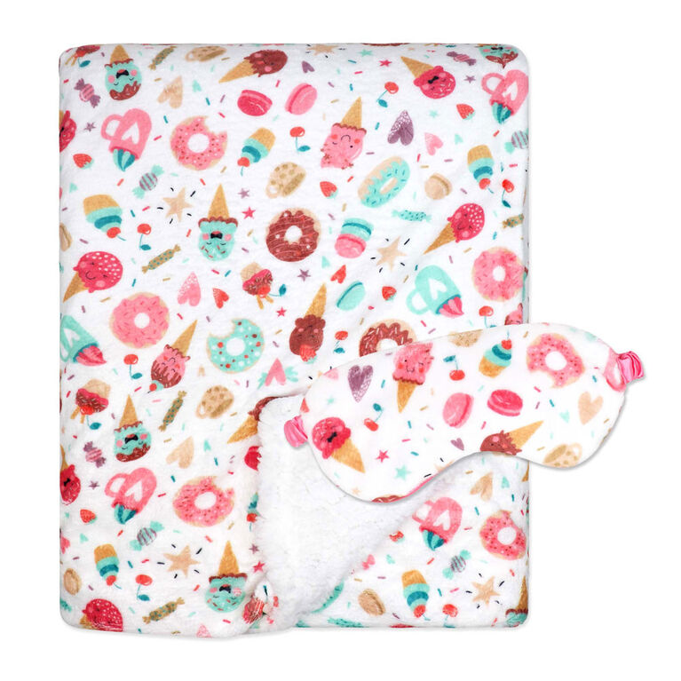 Jesse & Lulu Lounge Blanket with Sleep Mask: White Bakeshop