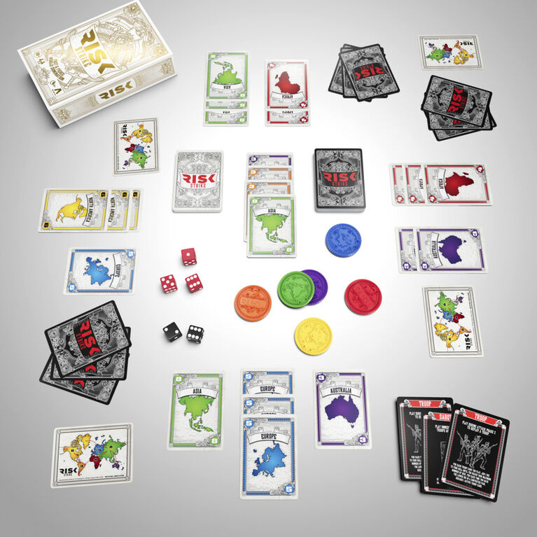 Risk Strike, jeu de cartes et de dés, jeu de cartes de stratégie rapide pour 2 à 5 joueurs