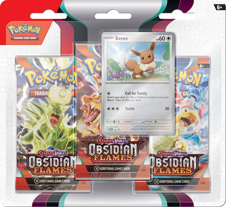 Emballage-coque de 3 paquets Pokémon Écarlate et Violet " Flammes Obsidiennes " - Édition anglaise