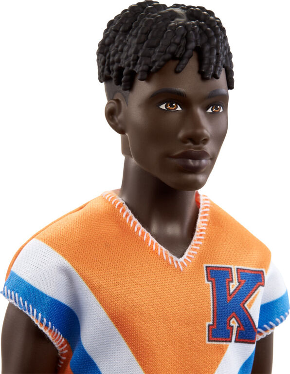 Barbie Fashionistas Ken Doll #203 with Twisted Black Hair, Sport Jersey Outfit and Accessories