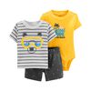 Ensemble 3 pièces short à ourson Carter's - jaune, 12 mois
