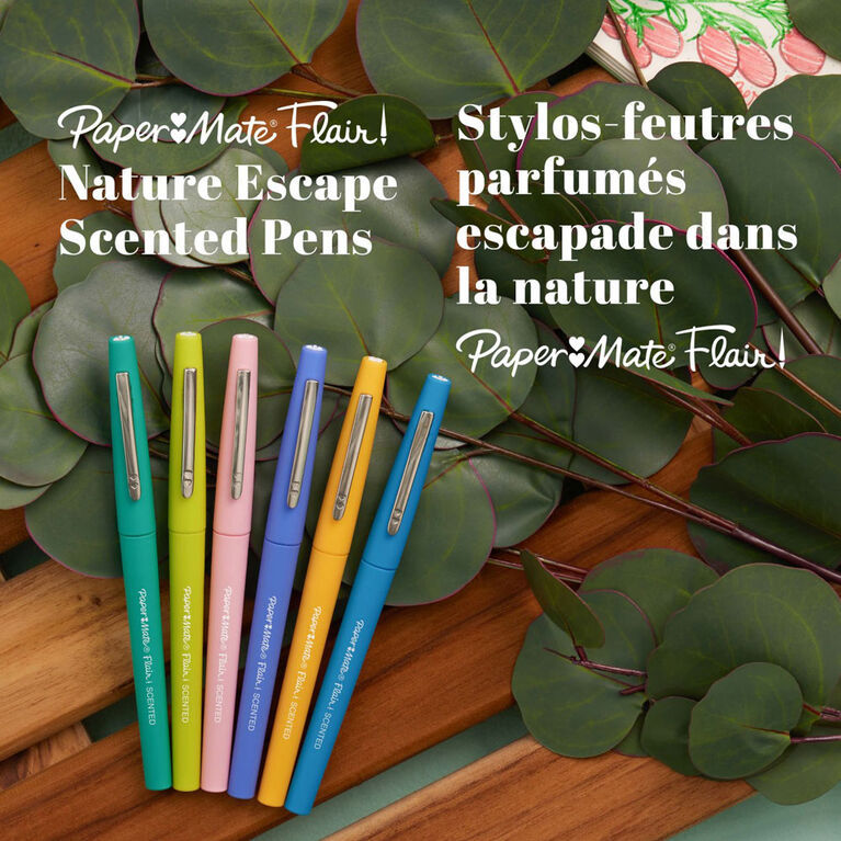 Stylos-feutres parfumés escapade dans la nature Paper Mate Flair, pointe moyenne (0,7 mm), parfums et couleurs assortis, 6 unités