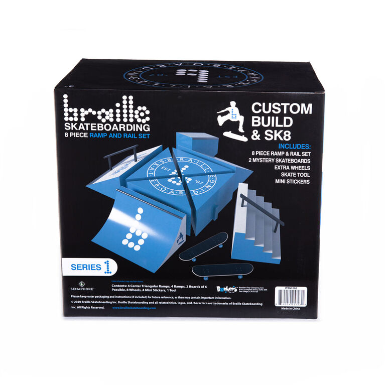 Braille Skateboarding Skate Ramp and Rail Playset - English Edition