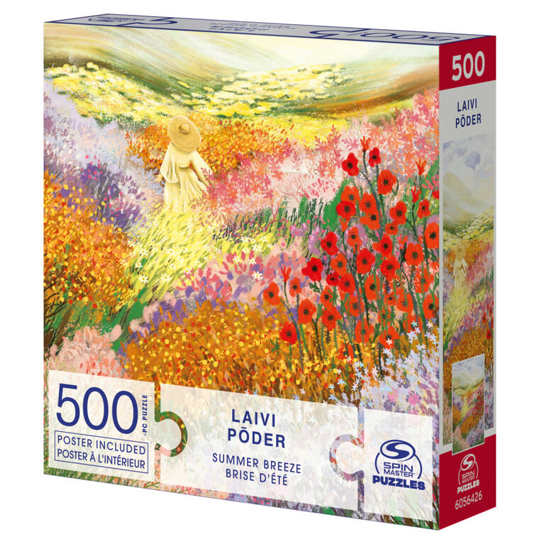 Spin Master Puzzles, Summer Breeze 500-Piece Jigsaw Puzzle Artist Laivi Põder Floral Landscape Art with Poster