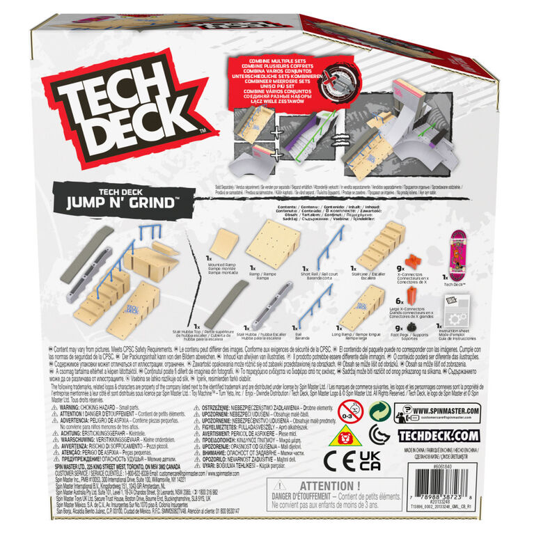 Tech Deck, Jump N' Grind X-Connect Park Creator, Coffret rampe à construire et à personnaliser avec fingerboard exclusif