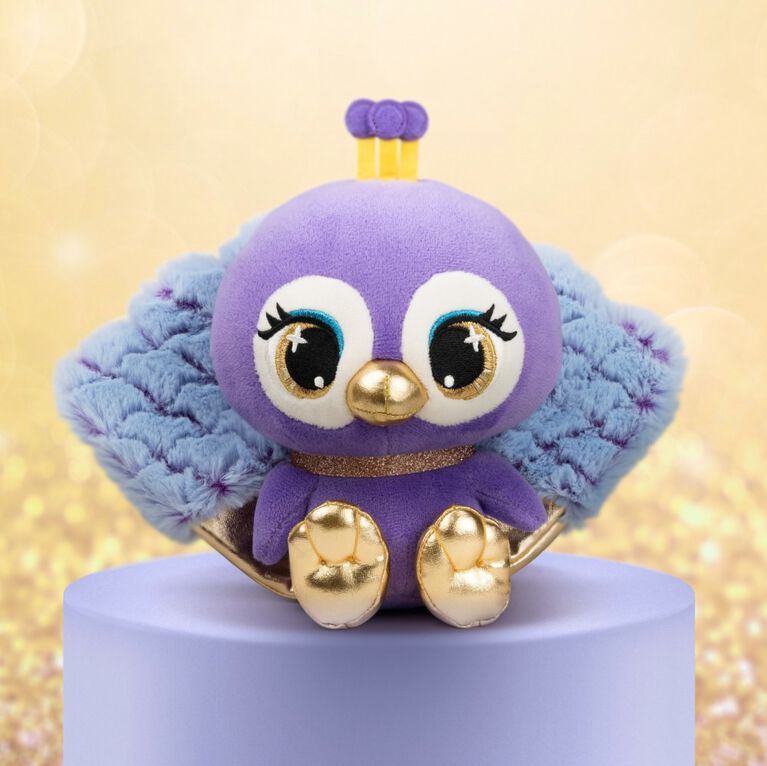 P.Lushes Designer Fashion Pets Priscilla Plume Peacock Premium Stuffed Animal, Purple/Gold, 6"