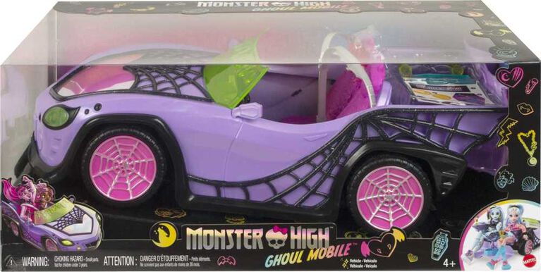 Monster High Toy Car, Ghoul Mobile with Pet and Cooler Accessories