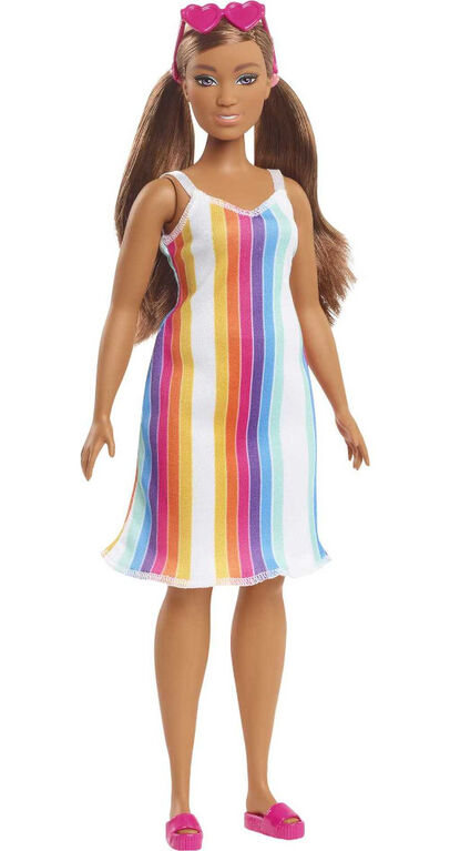 Barbie Loves the Ocean Beach-Themed Doll (11.5-inch Curvy Brunette), Made from Recycled Plastics