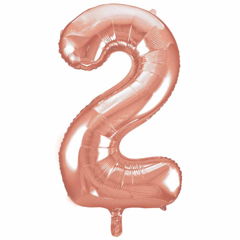 Rose Gold Number 2 Shaped Foil Blln 34"