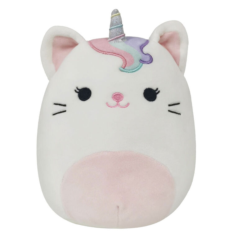 Petite peluche Squishmallows 19 cm - Chaticorne blanc avec queue arc-en-ciel - Édition anglaise